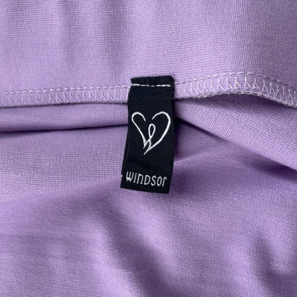 Windsor Light Purple Faux Wrap Front Ponte Knit Ruched Mini Stretch Skirt - Picture 5 of 6